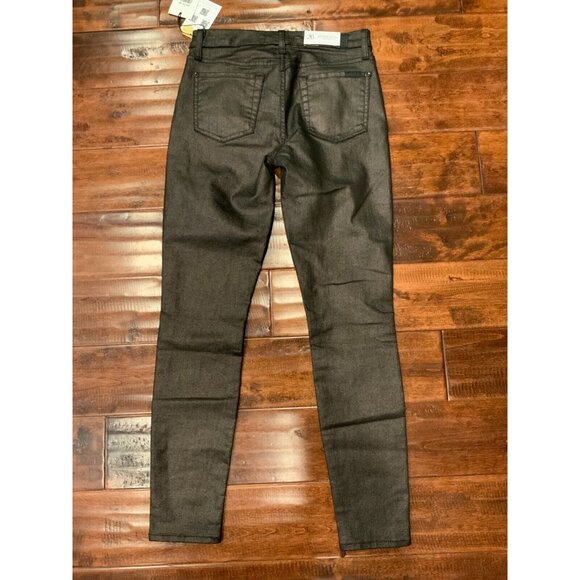 7 For all Mankind Black  & Gold Metallic Coated The Ankle Skinny Jeans Sz 26 NWT - Picture 6 of 6